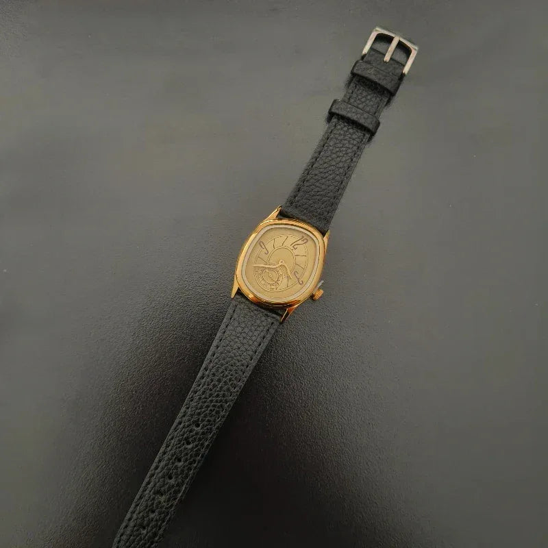 Luxury 36mm Twisted Design Watch | Retro Punk Aesthetic Iced Out Watch | Niche Irregular Quartz Timepiece | Unisex Gold Silver Bronze | Caratix - CaratixJewelry